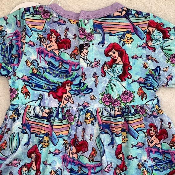 NWT Showstoppers Disney Ariel Bamboo Twirl Bodysuit Dress 6-12M💖 - Picture 8 of 8